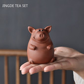 1GB ķīniešu purpura māla tēja mājdzīvnieks, ar rokām darināts Lucky Pig statue, dzīvnieku rotājumi mājas tējas galda dekorēšanai aksesuāri amatniecība