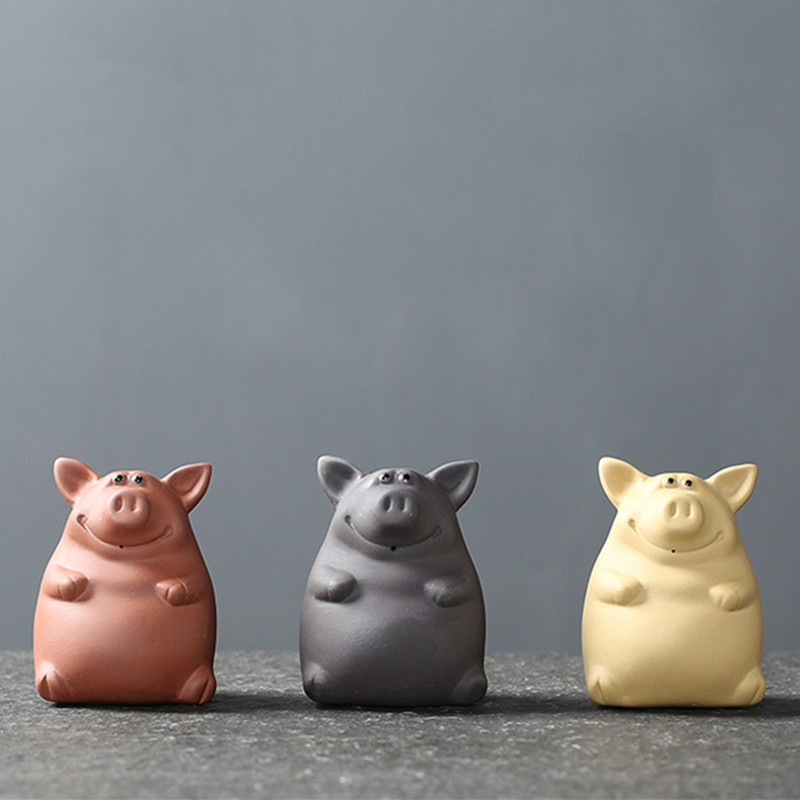 1GB ķīniešu purpura māla tēja mājdzīvnieks, ar rokām darināts Lucky Pig statue, dzīvnieku rotājumi mājas tējas galda dekorēšanai aksesuāri amatniecība