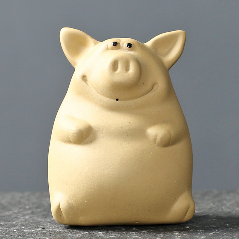 1GB ķīniešu purpura māla tēja mājdzīvnieks, ar rokām darināts Lucky Pig statue, dzīvnieku rotājumi mājas tējas galda dekorēšanai aksesuāri amatniecība