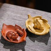 Пурпурни глинени листа Жаба Чай Домашен любимец Богатство Благоприятен чай Аксесоари Настолни орнаменти Керамични ръчно изработени занаяти Декорация на дома