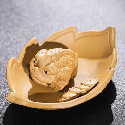 Пурпурни глинени листа Жаба Чай Домашен любимец Богатство Благоприятен чай Аксесоари Настолни орнаменти Керамични ръчно изработени занаяти Декорация на дома