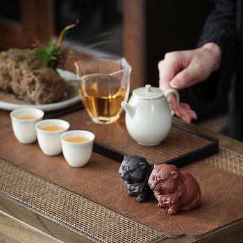Китайски лилав глинен чай Pet Lucky Сладък тигър Орнаменти Настолни ръчно изработени занаяти Домашен сервиз за чай Декорация Аксесоари Подаръци
