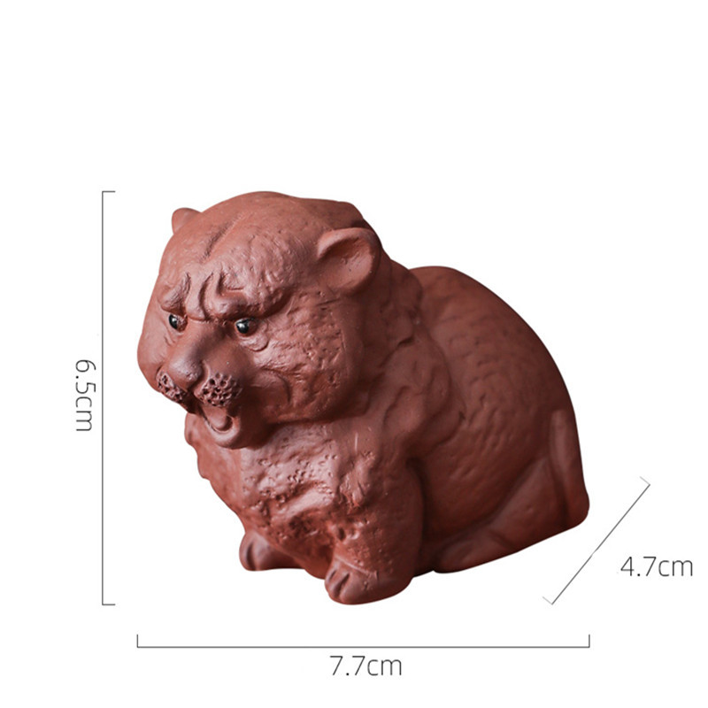Ķīniešu purpursarkanā māla tēja Pet Lucky Cute Tiger Ornaments Darbvirsmas ar rokām darināti amatniecības izstrādājumi Mājas tējas servīzes Dekorācijas piederumi Dāvanas