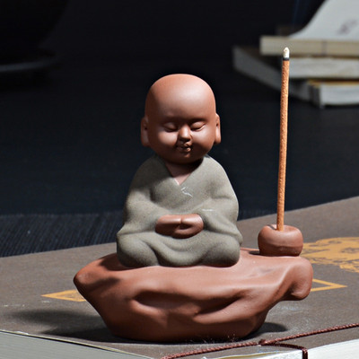 Freedom Happy Monk Tea Pet Tea Αξεσουάρ Κεραμικό Zen Monk Σετ Θυμιατοθήκη Θυμιατόξυλο Χειροποίητο Δημιουργικά Διακοσμητικά Σπιτιού Μασκότ