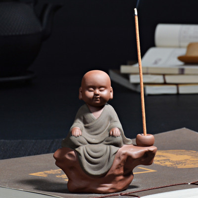 Freedom Happy Monk Tea Pet Tea Αξεσουάρ Κεραμικό Zen Monk Σετ Θυμιατοθήκη Θυμιατόξυλο Χειροποίητο Δημιουργικά Διακοσμητικά Σπιτιού Μασκότ