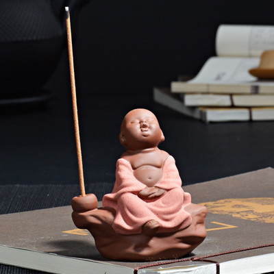 Freedom Happy Monk Tea Pet Tea Αξεσουάρ Κεραμικό Zen Monk Σετ Θυμιατοθήκη Θυμιατόξυλο Χειροποίητο Δημιουργικά Διακοσμητικά Σπιτιού Μασκότ