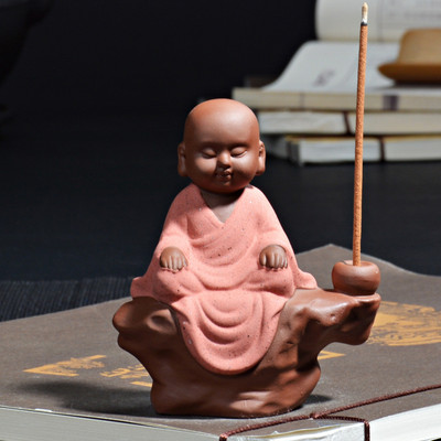 Freedom Happy Monk Tea Pet Tea Αξεσουάρ Κεραμικό Zen Monk Σετ Θυμιατοθήκη Θυμιατόξυλο Χειροποίητο Δημιουργικά Διακοσμητικά Σπιτιού Μασκότ