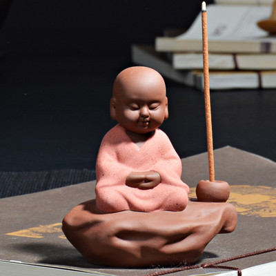 Freedom Happy Monk Tea Pet Tea Αξεσουάρ Κεραμικό Zen Monk Σετ Θυμιατοθήκη Θυμιατόξυλο Χειροποίητο Δημιουργικά Διακοσμητικά Σπιτιού Μασκότ