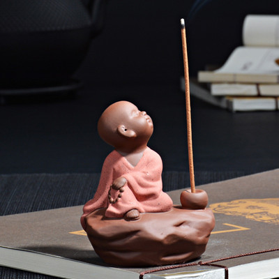 Freedom Happy Monk Tea Pet Tea Αξεσουάρ Κεραμικό Zen Monk Σετ Θυμιατοθήκη Θυμιατόξυλο Χειροποίητο Δημιουργικά Διακοσμητικά Σπιτιού Μασκότ