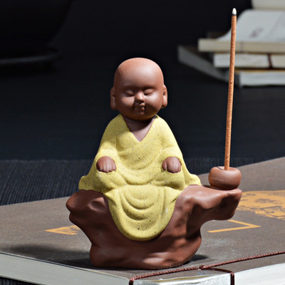 Freedom Happy Monk Tea Pet Tea Αξεσουάρ Κεραμικό Zen Monk Σετ Θυμιατοθήκη Θυμιατόξυλο Χειροποίητο Δημιουργικά Διακοσμητικά Σπιτιού Μασκότ