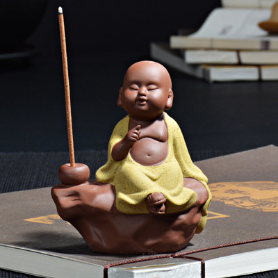 Freedom Happy Monk Tea Pet Tea Αξεσουάρ Κεραμικό Zen Monk Σετ Θυμιατοθήκη Θυμιατόξυλο Χειροποίητο Δημιουργικά Διακοσμητικά Σπιτιού Μασκότ