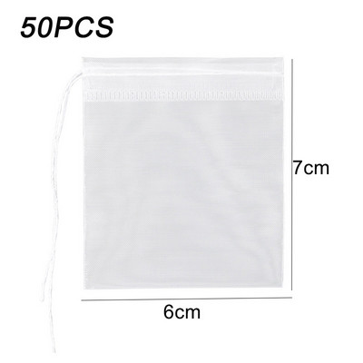 Nailono arbatos maišeliai Skaidrūs tušti arbatos maišeliai Vienkartinis arbatos užpiltuvas su String Heal Seal Filtro maišelis, skirtas prieskoninių žolelių biriai arbatai