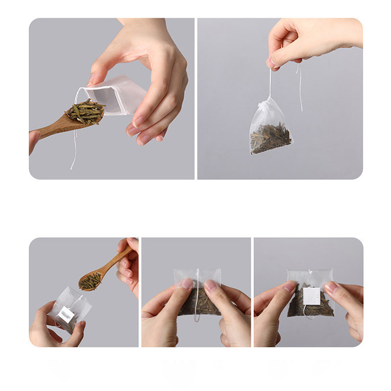 Nailono arbatos maišeliai Skaidrūs tušti arbatos maišeliai Vienkartinis arbatos užpiltuvas su String Heal Seal Filtro maišelis, skirtas prieskoninių žolelių biriai arbatai