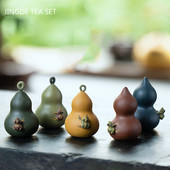 Radoša Yixing purpura māla tēja Mājdzīvnieku ķirbja varde Mazie rotājumi tējas komplekts Skulptūras Dekorācijas Dekoratīvie ar rokām darināti rokdarbi