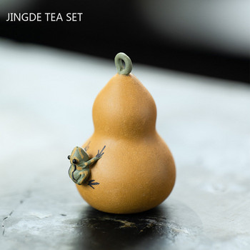 Творчески чай от лилава глина Yixing Домашна кратуна Жаба Малки орнаменти Сервиз за чай Скулптурни декорации Настолни декоративни ръчно изработени занаяти