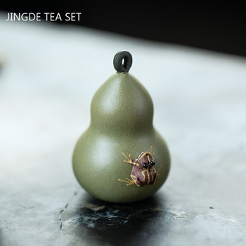Творчески чай от лилава глина Yixing Домашна кратуна Жаба Малки орнаменти Сервиз за чай Скулптурни декорации Настолни декоративни ръчно изработени занаяти