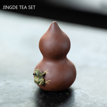 Creative Yixing Purple Clay Tea Pet Gourd Βάτραχος Μικρά στολίδια Σετ τσαγιού Γλυπτά Διακοσμητικά Επιτραπέζιου Διακοσμητικά Χειροποίητα Χειροτεχνήματα