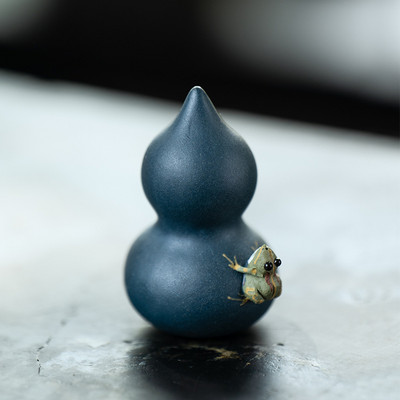 Radoša Yixing purpura māla tēja Mājdzīvnieku ķirbja varde Mazie rotājumi tējas komplekts Skulptūras Dekorācijas Dekoratīvie ar rokām darināti rokdarbi