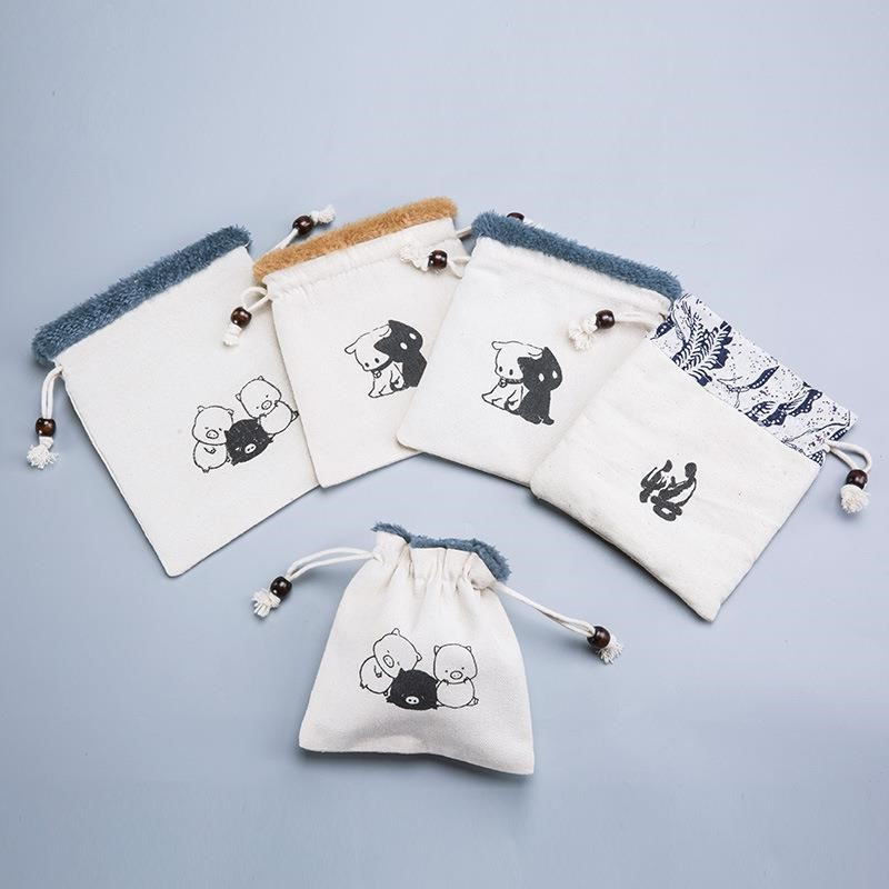 Többfunkciós pamut és len teáskészlet teáscsésze tárolótáska Master Cup vászontáska Hordozható utazási sűrítő tea Cozies 1PCSLE747