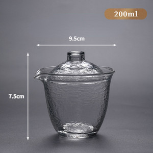 200 ml-es kalapács hőálló üveg Gaiwan átlátszó fedeles tál fedél csészealj nagy tea csésze tureen utazási teáskészletek üzleti ajándék