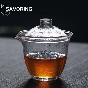 200 мл чук топлоустойчиво стъкло Gaiwan прозрачен капак купа капак чинийка голяма чаена чаша супница комплекти сервиз за чай бизнес подарък