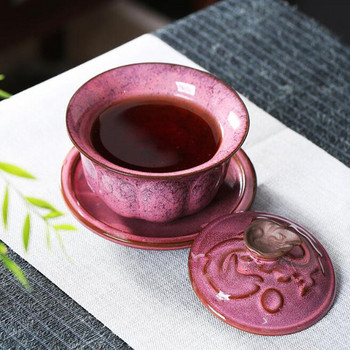 Kiln Transformation Sancai Gaiwan Creative Kungfu Infuser Tea Bowl Porcelain Crafts Kitchen Teaware 200 ml