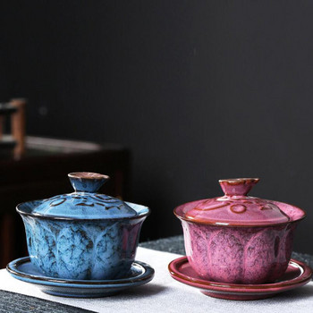 Kiln Transformation Sancai Gaiwan Creative Kungfu Infuser Tea Bowl Porcelain Crafts Kitchen Teaware 200 ml