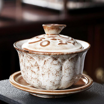 Kiln Transformation Sancai Gaiwan Creative Kungfu Infuser Tea Bowl Porcelain Crafts Kitchen Teaware 200ml