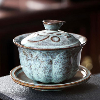 Kiln Transformation Sancai Gaiwan Creative Kungfu Infuser Tea Bowl Porcelain Crafts Kitchen Teaware 200ml