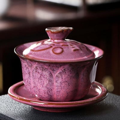 Kiln Transformation Sancai Gaiwan Creative Kungfu Infuser Tea Bowl Porcelain Crafts Kitchen Teaware 200 ml