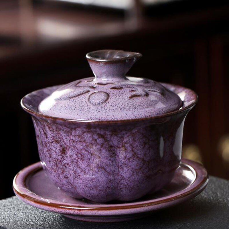 Kiln Transformation Sancai Gaiwan Creative Kungfu Infuser Tea Bowl Porcelain Crafts Kitchen Teaware 200 ml