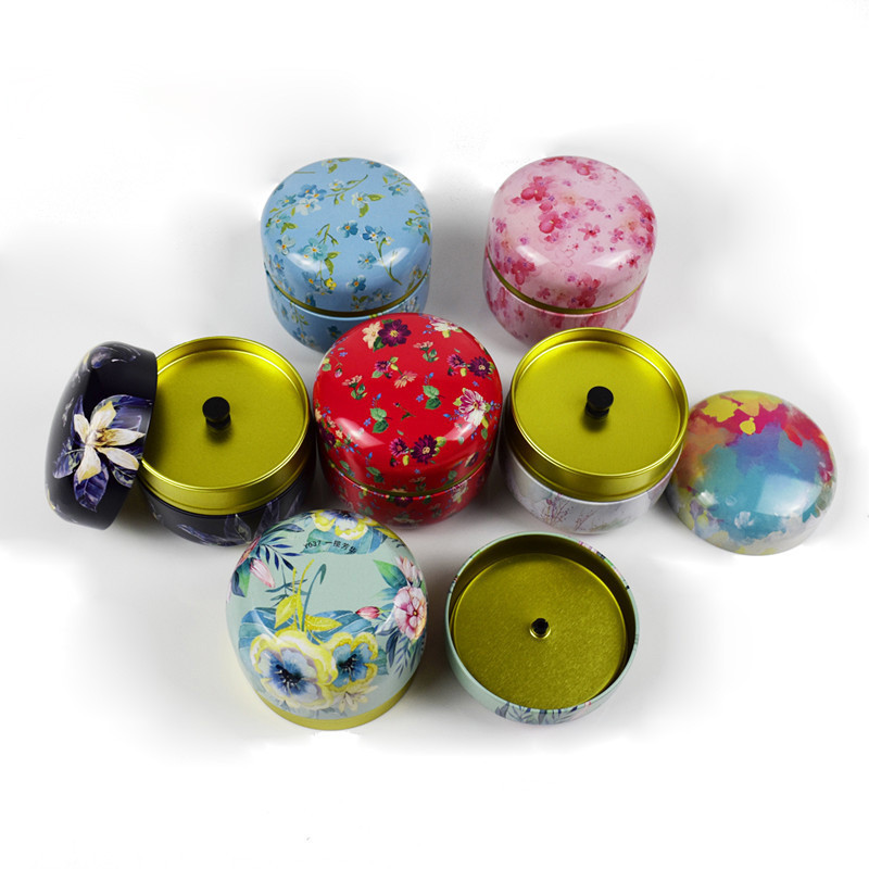 Hordozható háztartási zárt konzervtea dobozok kerek fém teásdoboz fedővel tárolódobozok teásüveg kínai stílusú Matcha tartály