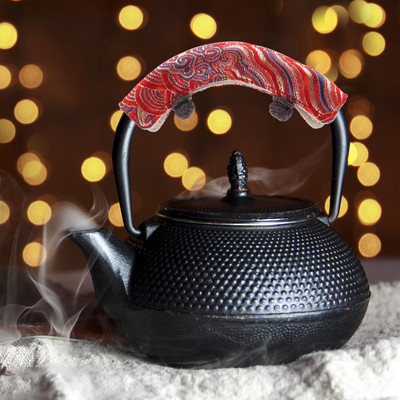 2 gab. Uzmavu tējkannas rokturis, izolēts vāks, tējkannas audums, pretpiedeguma piederums, pūķa raksts, pretpiedeguma līdzeklis