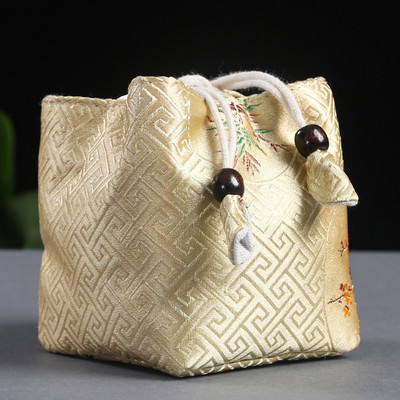 Kínai teaszertartási kiegészítők Hordozható utazó teáskészlet Tárolótáska Tea csésze teáskanna tárolótáska Otthoni teáskészlet csomagtartó zseb LC656