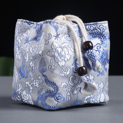 Kínai teaszertartási kiegészítők Hordozható utazó teáskészlet Tárolótáska Tea csésze teáskanna tárolótáska Otthoni teáskészlet csomagtartó zseb LC656