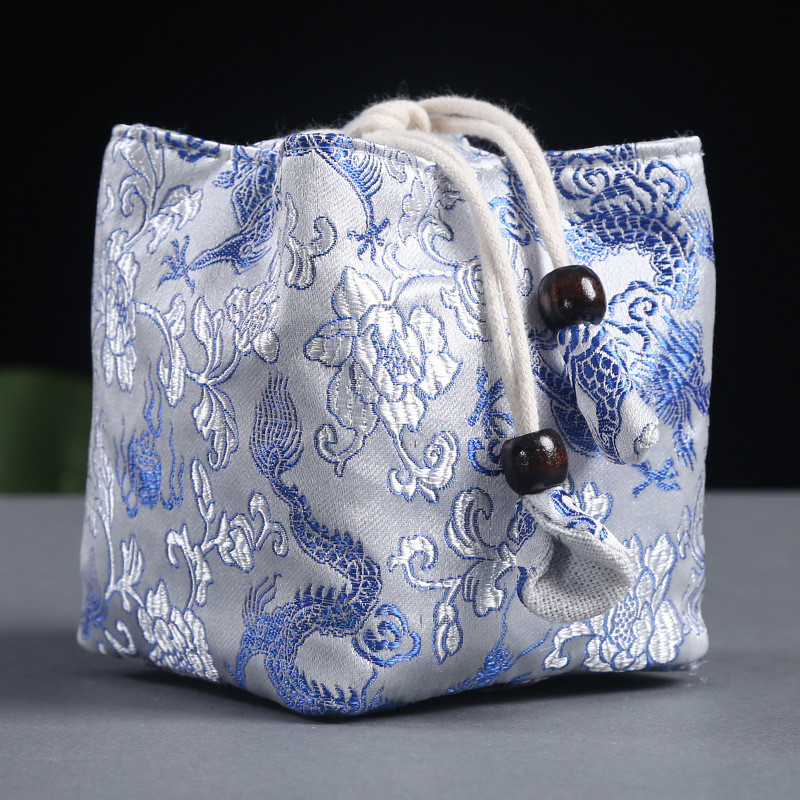 Kínai teaszertartási kiegészítők Hordozható utazó teáskészlet Tárolótáska Tea csésze teáskanna tárolótáska Otthoni teáskészlet csomagtartó zseb LC656