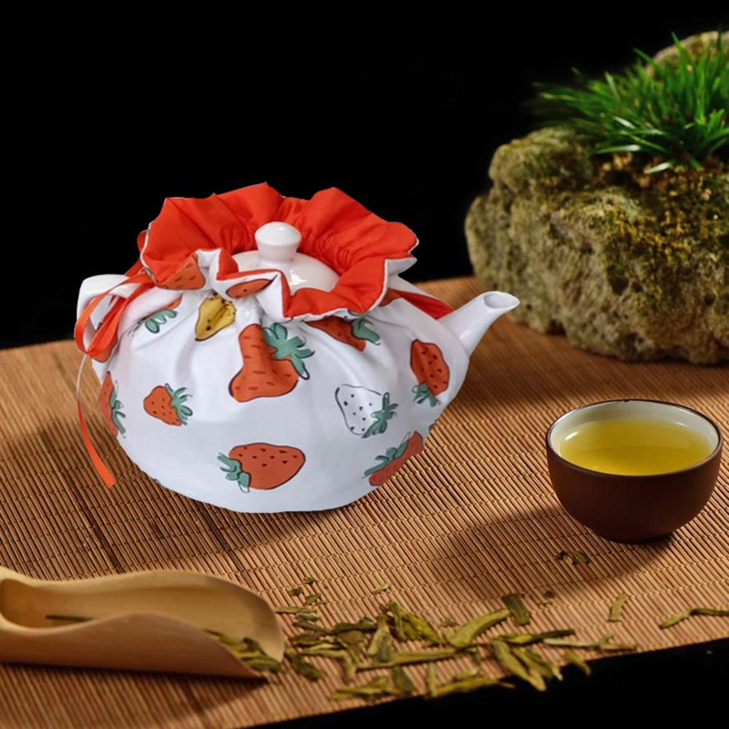 edényhuzat puha szövet kopásálló porálló, finom mintás többcélú újrafelhasználható szigetelt tea hangulatos edény porvédő