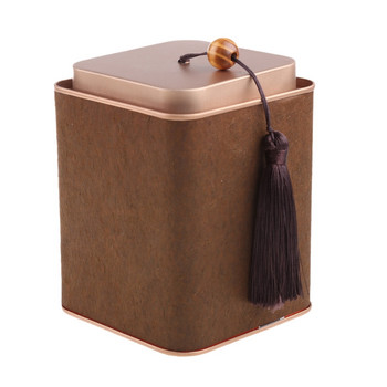 Метална тенекиена кутия Квадратен контейнер за чай Буркан с капак с пискюли Кутия за съхранение на зелен чай за кафе, билки, бонбони, захар, подправки, закуски, храна