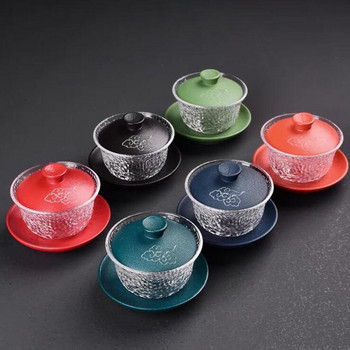 Топлоустойчиво стъкло в японски стил Gaiwan Прозрачна кунгфу чаша за чай Домакински Sancai Чайни прибори Кухненски аксесоари за пиене