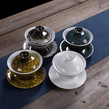 Големи размери порцелан Sancai Gaiwan Китайски стил Respect Kungfu Чаша за чай Infuser Tea Bowl Аксесоари за пиене 180 ml