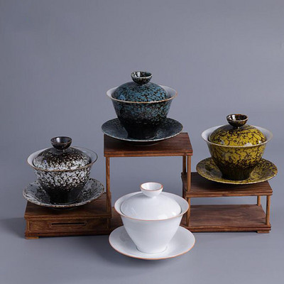 Nagy méretű porcelán Sancai Gaiwan kínai stílusú Respect Kungfu teáscsésze infuser teástál ivótartozék 180 ml