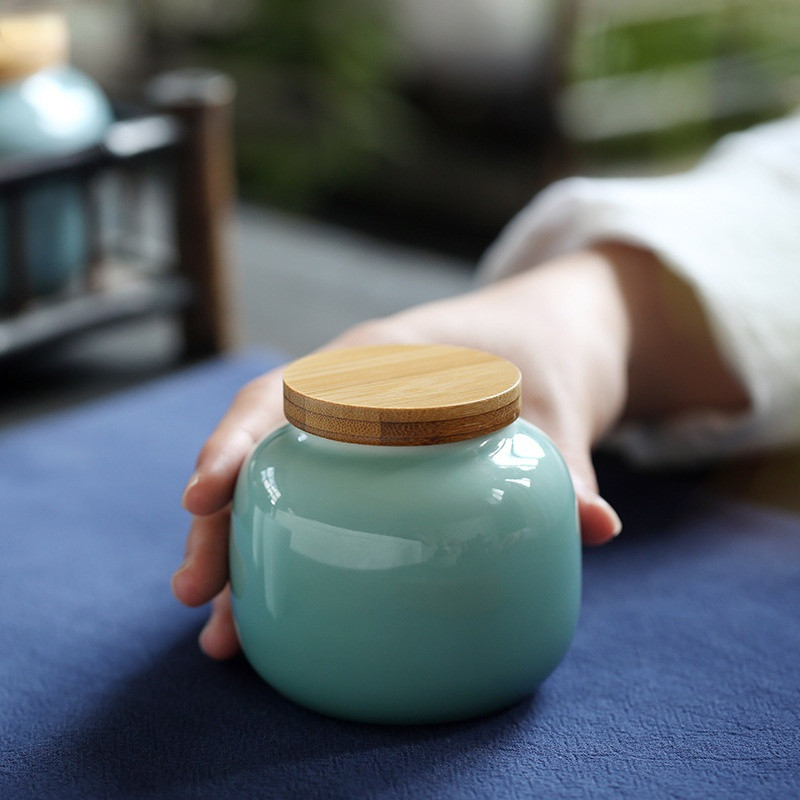 Kūrybingas spalvingas keraminis arbatos dėklas su mediniu dangteliu, porcelianiniai smulkūs daiktai, papuošalai, saldainių laikymo indelis virtuvės laikymo indas