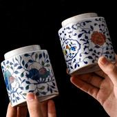 Европейски керамичен буркан за съхранение с капак Синьо и бяло порцеланово уплътнение Маса за кафе Кутия за чай Настолни буркани за бонбони Декорация на дома