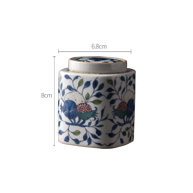 Европейски керамичен буркан за съхранение с капак Синьо и бяло порцеланово уплътнение Маса за кафе Кутия за чай Настолни буркани за бонбони Декорация на дома