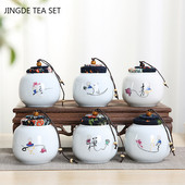 Pārnēsājams Celadon tējas Caddy ceļojumu tējas maisiņu uzglabāšanas kastīte Aizzīmogota keramikas burka Tieguanyin konteineri virtuves garšvielu kafijas kanna