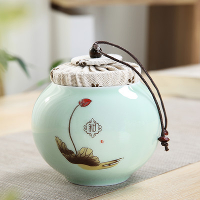 Pārnēsājams Celadon tējas Caddy ceļojumu tējas maisiņu uzglabāšanas kastīte Aizzīmogota keramikas burka Tieguanyin konteineri virtuves garšvielu kafijas kanna