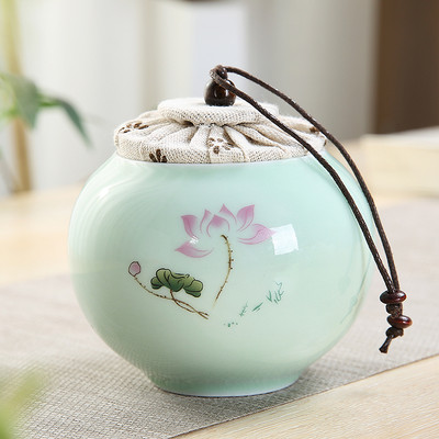 Pārnēsājams Celadon tējas Caddy ceļojumu tējas maisiņu uzglabāšanas kastīte Aizzīmogota keramikas burka Tieguanyin konteineri virtuves garšvielu kafijas kanna