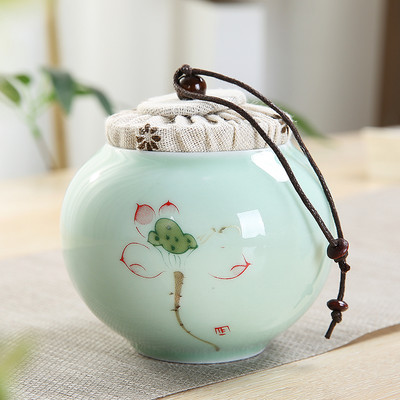 Pārnēsājams Celadon tējas Caddy ceļojumu tējas maisiņu uzglabāšanas kastīte Aizzīmogota keramikas burka Tieguanyin konteineri virtuves garšvielu kafijas kanna