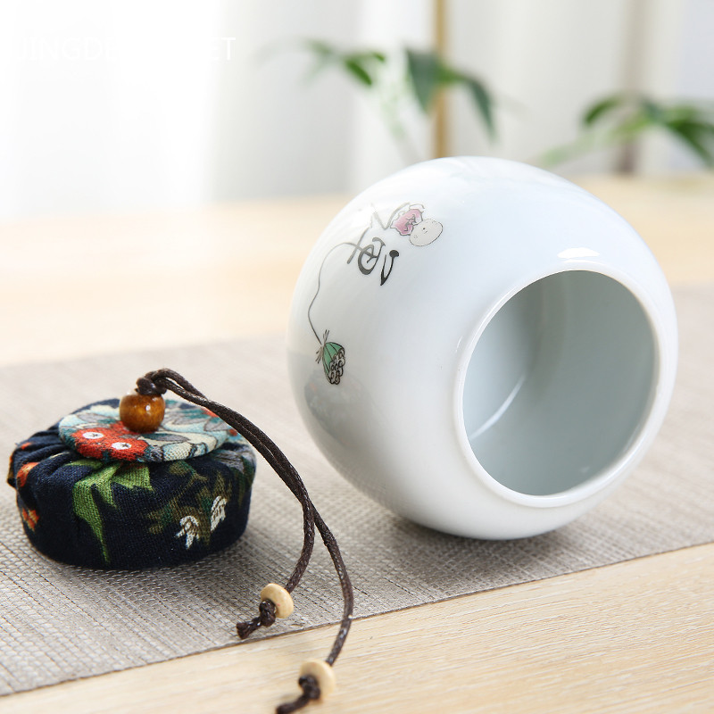 Pārnēsājams Celadon tējas Caddy ceļojumu tējas maisiņu uzglabāšanas kastīte Aizzīmogota keramikas burka Tieguanyin konteineri virtuves garšvielu kafijas kanna