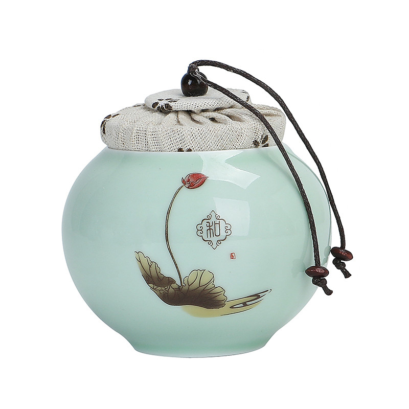 Pārnēsājams Celadon tējas Caddy ceļojumu tējas maisiņu uzglabāšanas kastīte Aizzīmogota keramikas burka Tieguanyin konteineri virtuves garšvielu kafijas kanna